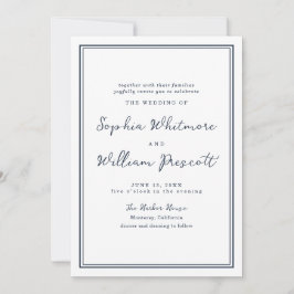 Nautical Navy Stripe Wedding Invitation Kaart