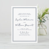 Nautical Navy Stripe Wedding Invitation Kaart (Staand voorkant)