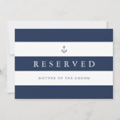 Nautical Navy Stripe Wedding "Reserved" Sign (Voorkant)