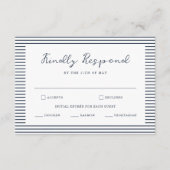 Nautical Navy Stripe Wedding RSVP Card Informatiekaartje (Voorkant)