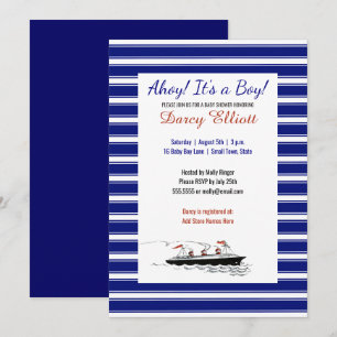 Nautical Navy Stripes Ahoy Het is een Boy Baby sho Kaart