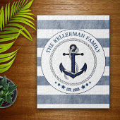 Nautical Navy Stripes and Anchor Family Name Legpuzzel