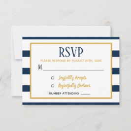 Nautical Navy Stripes and Burlap Wedding RSVP