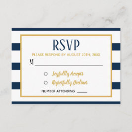 Nautical Navy Stripes and Burlap Wedding RSVP Kaartje