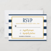 Nautical Navy Stripes and Burlap Wedding RSVP Kaartje (Voorkant)