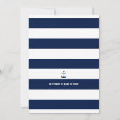 Nautical Navy Stripes Baby shower Invitation Kaart (Achterkant)