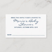 Nautical Navy Stripes Baby shower Luier Raffle Informatiekaartje (Achterkant)