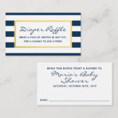 Nautical Navy Stripes Baby shower Luier Raffle Informatiekaartje (Voorkant / Achterkant)