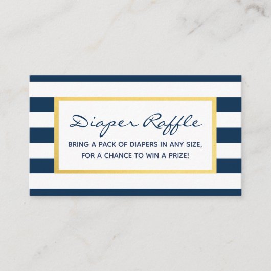 Nautical Navy Stripes Baby shower Luier Raffle Informatiekaartje (Voorkant)