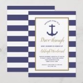 Nautical Navy Stripes Drive-Through Baby shower Kaart (Voorkant / Achterkant)