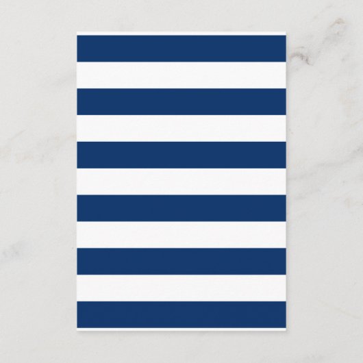 Nautical Navy Stripes Elegant Wedding Details Informatiekaartje (Achterkant)