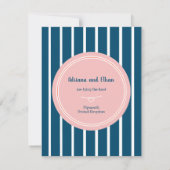Nautical Navy Stripes Floral Wedding Save the Date Kaart (Achterkant)