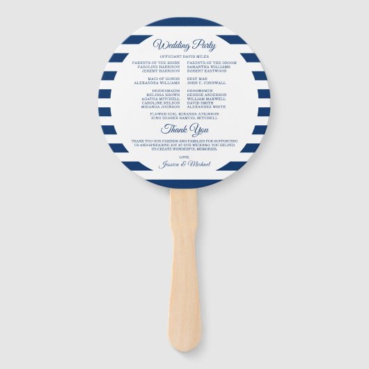 Nautical Navy Stripes Steering Wheel Weddenschap Handwaaier (Achterkant)