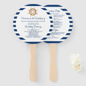 Nautical Navy Stripes Steering Wheel Weddenschap Handwaaier (Voorkant en achterkant)