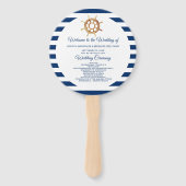 Nautical Navy Stripes Steering Wheel Weddenschap Handwaaier (Voorkant)