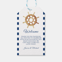 Nautical Navy Stripes Steering Wheel Welkom Cadeaulabel