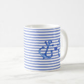 Nautical Navy Stripes verankerd in Love Coffee Mok (Voorkant rechts)