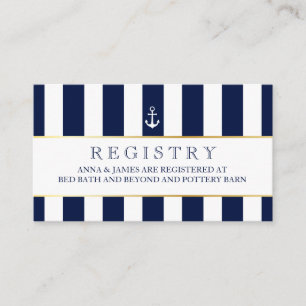 Nautical, Navy Stripes Wedding Registry Kaart