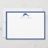 Nautical Navy Szwaardfish Custom Note Kaart Notitiekaartje