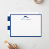 Nautical Navy Szwaardfish Custom Note Kaart Notitiekaartje