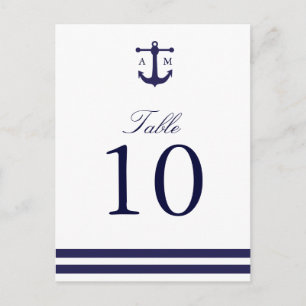 Nautical Navy Table Number Briefkaart