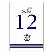 Nautical Navy Table Number Kaart (Voorkant)