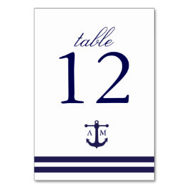 Nautical Navy Table Number Kaart