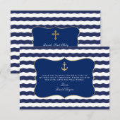 Nautical Navy Waves Anchor Boy Heilige Communie Bedankkaart (Voorkant / Achterkant)