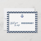 Nautical Navy Waves ZULLEN JE MIJN BRIDESMAID ZIJN Kaart (Voorkant)