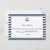 Nautical Navy Waves ZULLEN JE MIJN BRIDESMAID ZIJN Kaart (Achterkant)