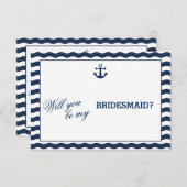 Nautical Navy Waves ZULLEN JE MIJN BRIDESMAID ZIJN Kaart (Voorkant / Achterkant)