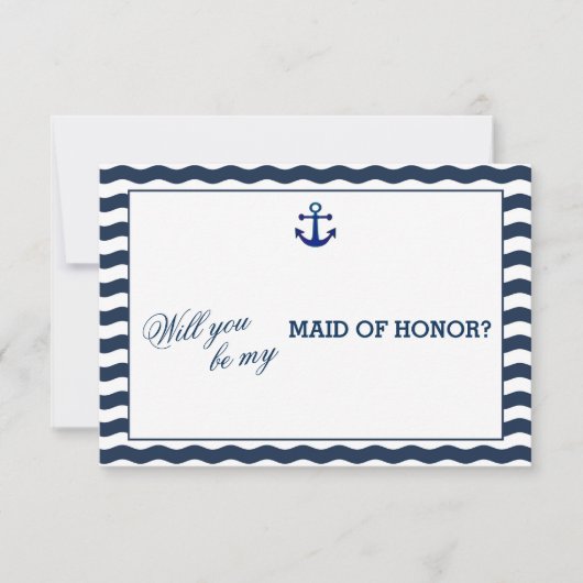 Nautical Navy Waves ZULLEN JE MIJN GEMAIDE VAN HON Kaart (Voorkant)