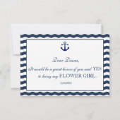 Nautical Navy Waves ZULLEN MIJN BLOEMENMEISJE ZIJN Kaart (Achterkant)