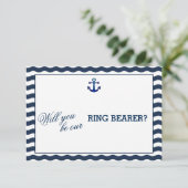 Nautical Navy Waves ZULLEN U MIJN RING BEARER ZIJN Kaart (Staand voorkant)