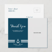Nautical Navy Wedding Dank u kaart / Briefkaart (Voorkant / Achterkant)