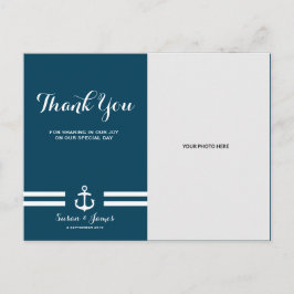 Nautical Navy Wedding Dank u kaart / Briefkaart