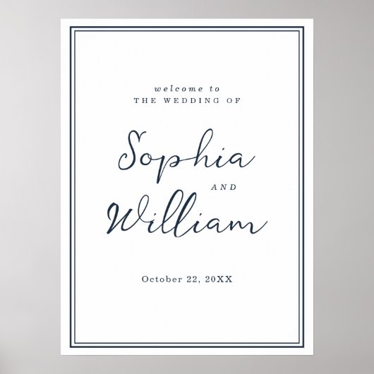 Nautical Navy Wedding Entrance Sign Poster (Voorkant)