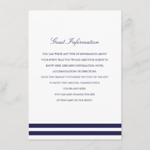 Nautical Navy Wedding Insert Informatiekaartje
