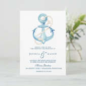 Nautical Navy Wedding Invitation Kaart (Staand voorkant)