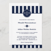 Nautical Navy Wedding Invitation Kaart (Voorkant / Achterkant)