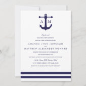 Nautical Navy Wedding Invitation Kaart (Voorkant)