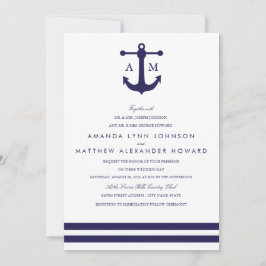 Nautical Navy Wedding Invitation Kaart