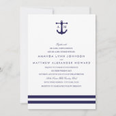 Nautical Navy Wedding Invitation Kaart (Voorkant)