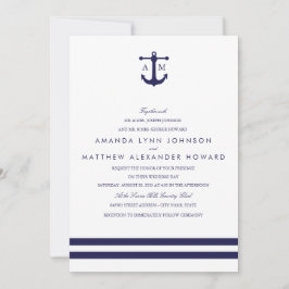 Nautical Navy Wedding Invitation Kaart
