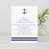 Nautical Navy Wedding Invitation Kaart (Staand voorkant)