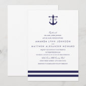 Nautical Navy Wedding Invitation Kaart (Voorkant / Achterkant)