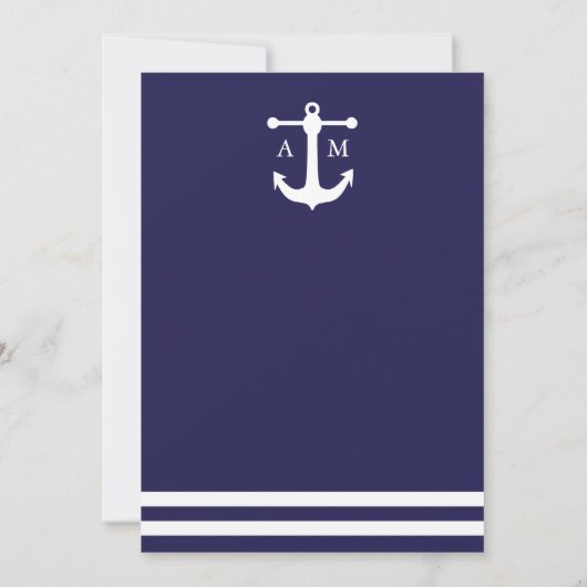 Nautical Navy Wedding Invitation Kaart (Achterkant)