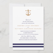 Nautical Navy Wedding Invitation Kaart (Voorkant)