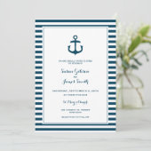 Nautical Navy Wedding Invitation Kaart (Staand voorkant)