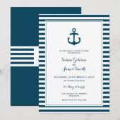 Nautical Navy Wedding Invitation Kaart (Voorkant / Achterkant)